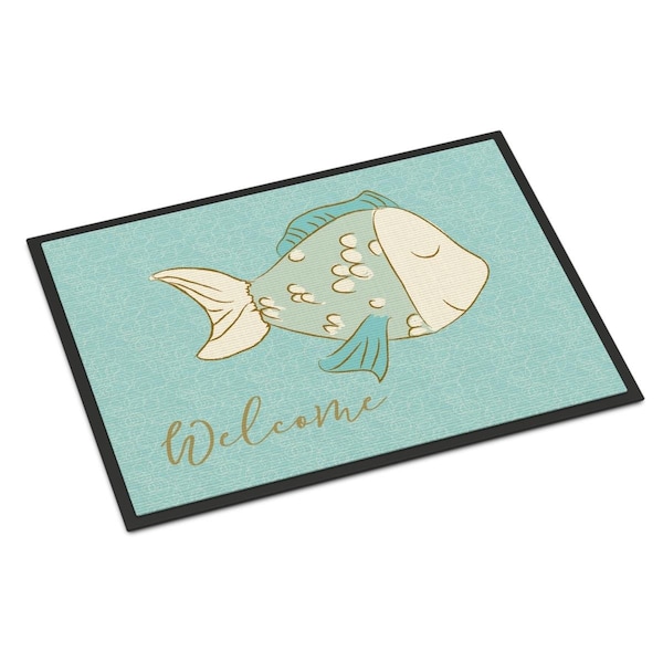Carolines Treasures Blue Fish Welcome Indoor or Outdoor Mat - 18 x 27 in. BB8549MAT - main